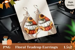 Fall Pumpkins Earrings PNG, Sunflowers Earrings Print Product Image 1