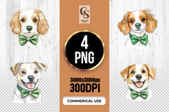 Cute Green Bow Tie Dog Clipart Sublimation PNG Product Image 1
