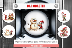 Christmas Bake-Off Disaster Car Coaster Product Image 1