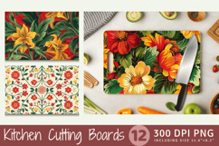 Red Green &amp; Yellow Floral Cutting Boards sublimation Designs Product Image 1