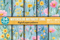Watercolor Abstract Floral Pattern Set PNG Product Image 1