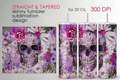 Gothic Skull and Flowers design | Skinny tumbler Sublimation Product Image 1