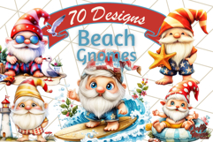 Beach Gnome Clipart Bundle, Cute Summer Gnomes PNG Product Image 1