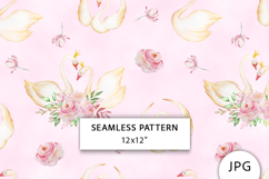 Swan Seamless Pattern, Romantic Digital Paper Product Image 1