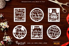 Birthday Greetings in Rectangle and Round Shape Papercut Set Product Image 1