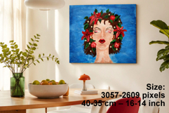 Women with flowers in the hair print wall art of painting Sl Product Image 1