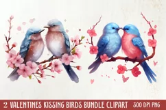 Breeds of Valentine Kissing Birds, Valentine's Day Clipart Product Image 1