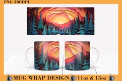 3D Northern Light Mug Wrap Design Sublimation 11oz 15oz PNG Product Image 1