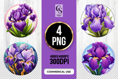 Purple Iris Flower Clipart Sublimation PNG Product Image 1