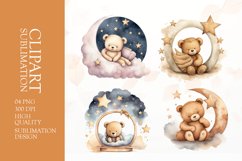 Watercolor cute bear clipart sublimation png Product Image 1