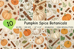 Pumpkin Spice Botanicals Digital Paper, Seamless Pattern Product Image 1