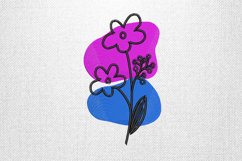 Modern Flower Duo Line Art Embroidery Design Product Image 1