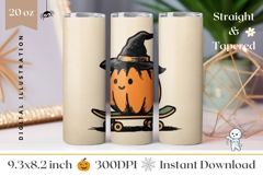 Spooky Pumpkin PNG, Cartoon Pumpkin Tumbler Wrap Product Image 1