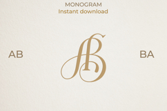 AB BA Wedding Monogram Logo | Elegant Initials Vector Product Image 1
