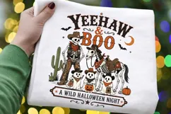 Yeehaw And Boo PNG Sublimation Design - Western Skeleton Cow Product Image 3