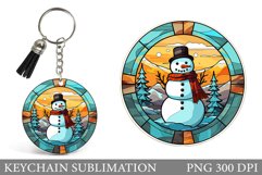 Snowman Keychain Design. Stained Glass Snowman Keychain Product Image 1