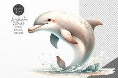 Ocean clipart, Dolphin clipart, Watercolor clipart Product Image 1