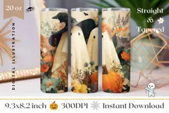 Kids Halloween Tumbler Wrap, Cartoon Ghosts Tumbler Design Product Image 1