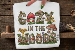 Cozy In The Woods PNG, Whimsical Mushroom Forest Sublimation Product Image 1