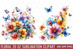 Floral Sublimation Clipart, Watercolor Floral Clipart Product Image 1