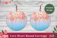 Valentines Round Earring PNG, Pastel Love Hearts Sublimation Product Image 1