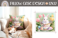 Tulips Pillow PNG, Funny Easter Bunny Pillow Design Product Image 1