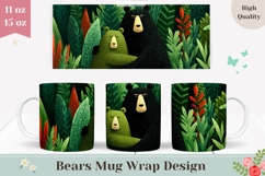 Bears Mug Wrap, Forest Mug Template, Cartoon Mug PNG Product Image 1