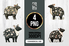 Floral Tapir Watercolor Clipart Sublimation PNG Product Image 1