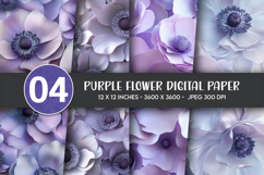 Purple flower digital paper Product Image 2
