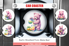 Woodland Picnic Mama Bear Car Coaster Product Image 1