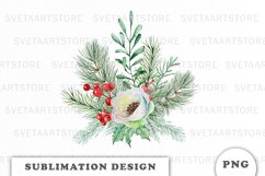 Watercolor Christmas bouquet sublimation Product Image 1