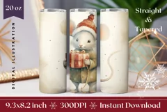 Christmas Tumbler Wrap, Watercolor Winter Mouse Tumbler Product Image 1