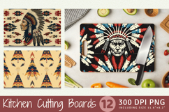 Retro Native American Cutting Boards sublimation Designs Product Image 1