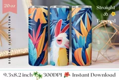 Lama Tumbler Wrap Design, Colorful Tropical Leaves Tumbler Product Image 1
