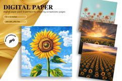 Sunflower Background Wallpaper Digital Paper Wall Art Product Image 1