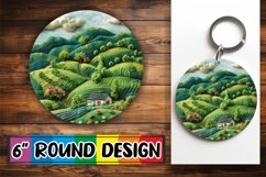 3D Spring Sublimation Circle Kaychain Landscape Print PNG Product Image 1