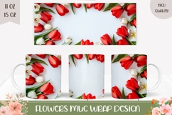 Spring Flowers Mug Template, Red Tulips Mug Design Product Image 1