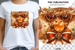 Cute Highland Cow PNG | Fall Cow with Heart Sunglasses Product Image 1