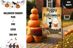 Kids Halloween Garden Flag, Halloween Welcome Flag Template Product Image 1