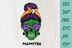 Halloween svg, Mom life svg, Momster svg, Mom Messy Bun svg Product Image 1