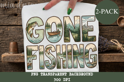 Gone Fishing PNG, Vintage Lake Life Cabin Sublimation Product Image 1