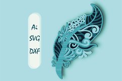 Feather 3D Multilayer SVG/ Feather Paper Cut/Feather mandala Product Image 1