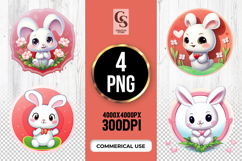Cute Bunny Clipart Sublimation PNG Product Image 1