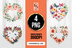 Butterfly Floral Heart Clipart Sublimation PNG Product Image 1