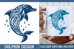 Dolphin Silhouette SVG Cut File. Floral Dolphin PNG Clipart. Product Image 1