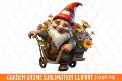 Garden Gnome Sublimation clipart, Watercolor Clipart Product Image 1
