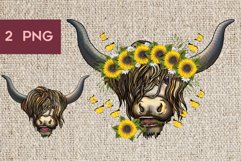 Alpine Cow, Sunflowers, Sublimation T-shirt Design Product Image 1