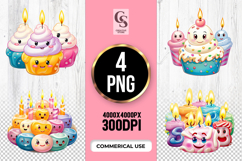 Cute Candle Cupcakes Clipart Sublimation PNG Product Image 1