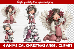 4 Whimsical Christmas Angel Clipart | Cute Holiday Angel PNG Product Image 1