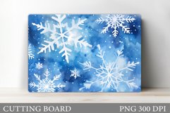 Snowflakes Cutting Board. Winter Cutting Board Sublimation Product Image 1